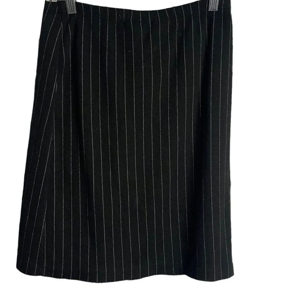 Worthington Women's Black Striped A-Line Skirt Petite Size Small Business Casual